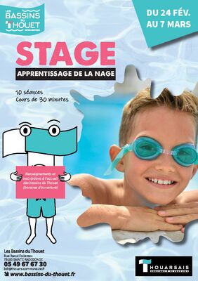 Affiche stage de natation enfant vacances de février